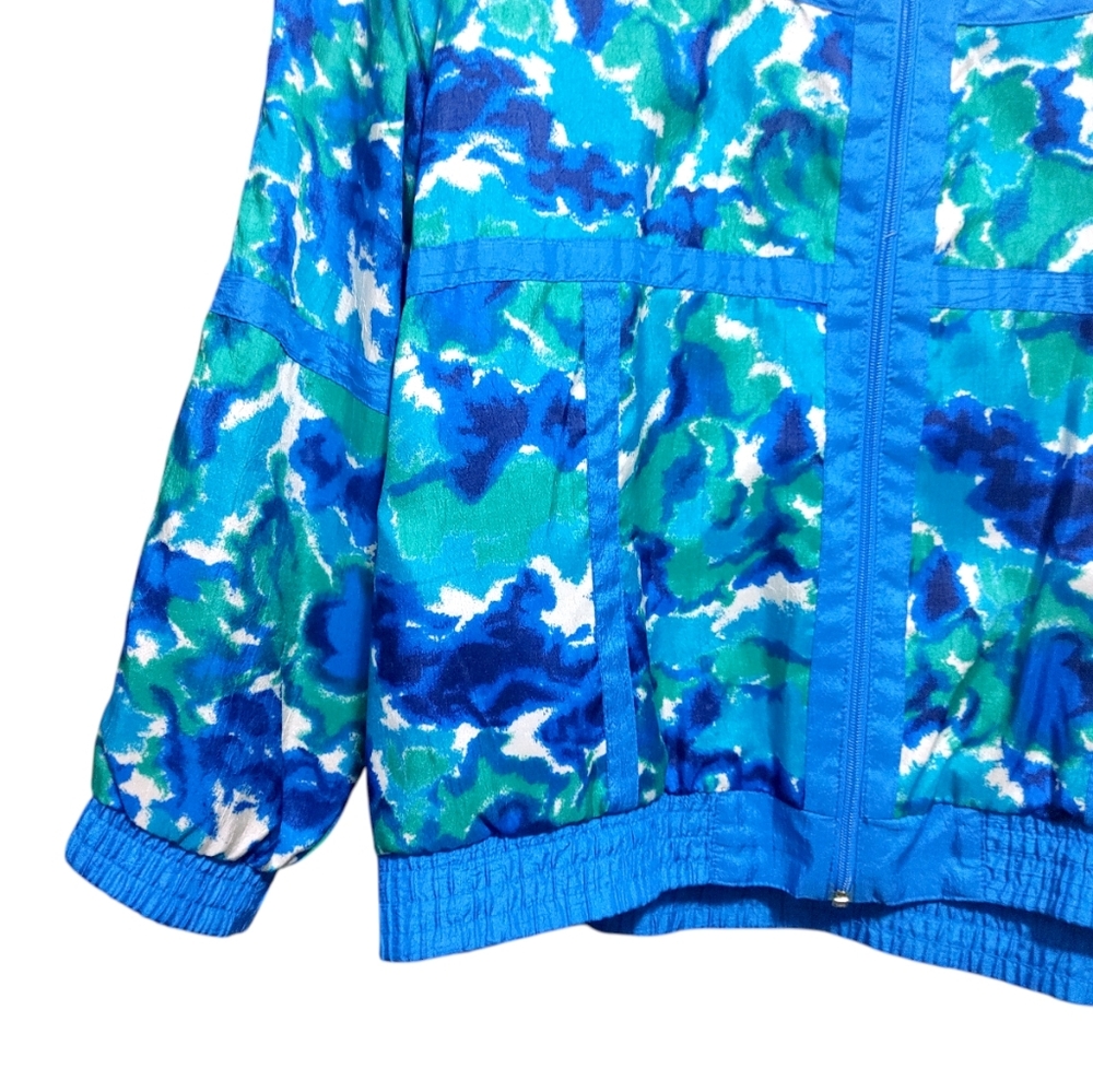 Vintage Lavon Blue Green 80s 90s Windbreak Track Jacket Women's Size Large - Picture 4 of 8
